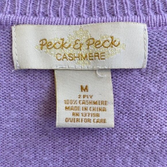 PECK and PECK Lilac Purple Cashmere V Neck Pullover Sweater Medium - Picture 11 of 11